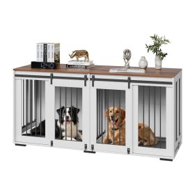 VEVOR 72" Dog Crate Furniture for 2 Dogs, Double Dog Crate Furniture with Double Sliding Doors, Large Dog Crate TV Stand with Removable Tray VEVOR 72" Dog Crate Furniture for 2 Dogs, Double Dog Crate Furniture with Double Sliding Doors, Large Dog Crate TV Stand with Removable Tray